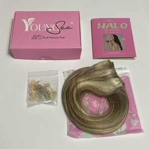 YoungSee Wire Hair Extensions Remy Human Hair Highlight #P8/60 16 Inch 80 Grams